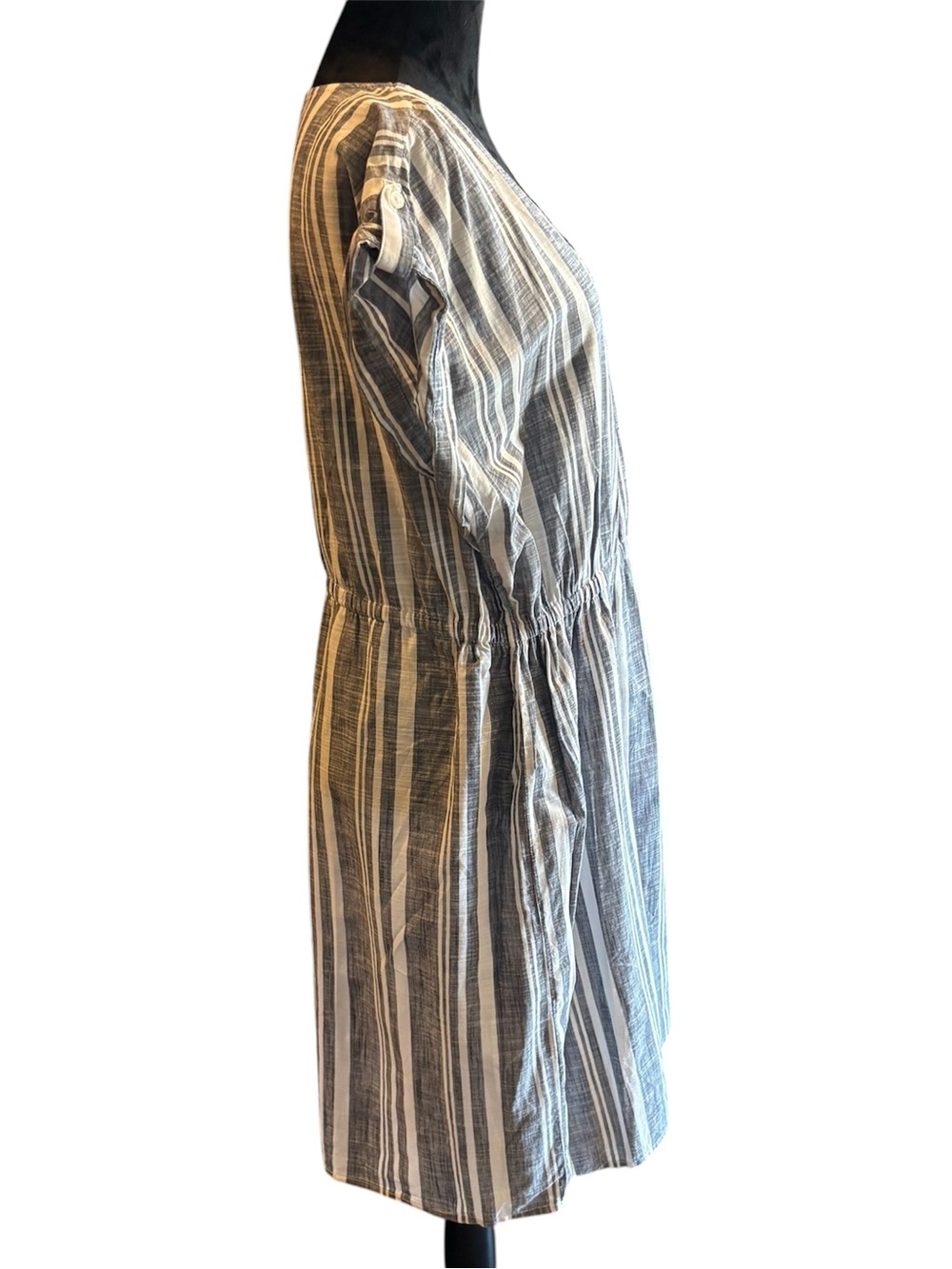 J Crew Factory Striped V-Neck PopOver Dress, XL, Casual Throw On, Day Dress - Picture 3 of 10